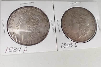 1884-S and 1885-S Morgan Silver Dollars