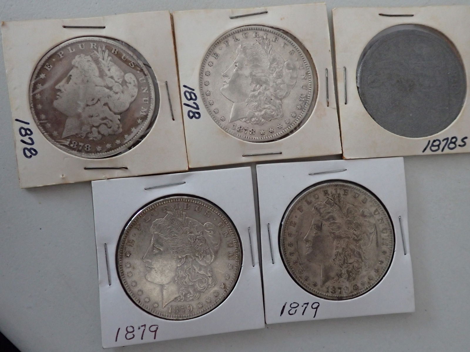 1878 & 1879 Morgan Silver Dollars and 1878-S Trade Dollar (1 of 12)