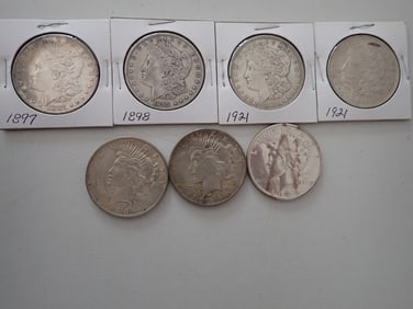 1923-S Peace Dollar, other Peace Dollars and Morgan Silver Dollars