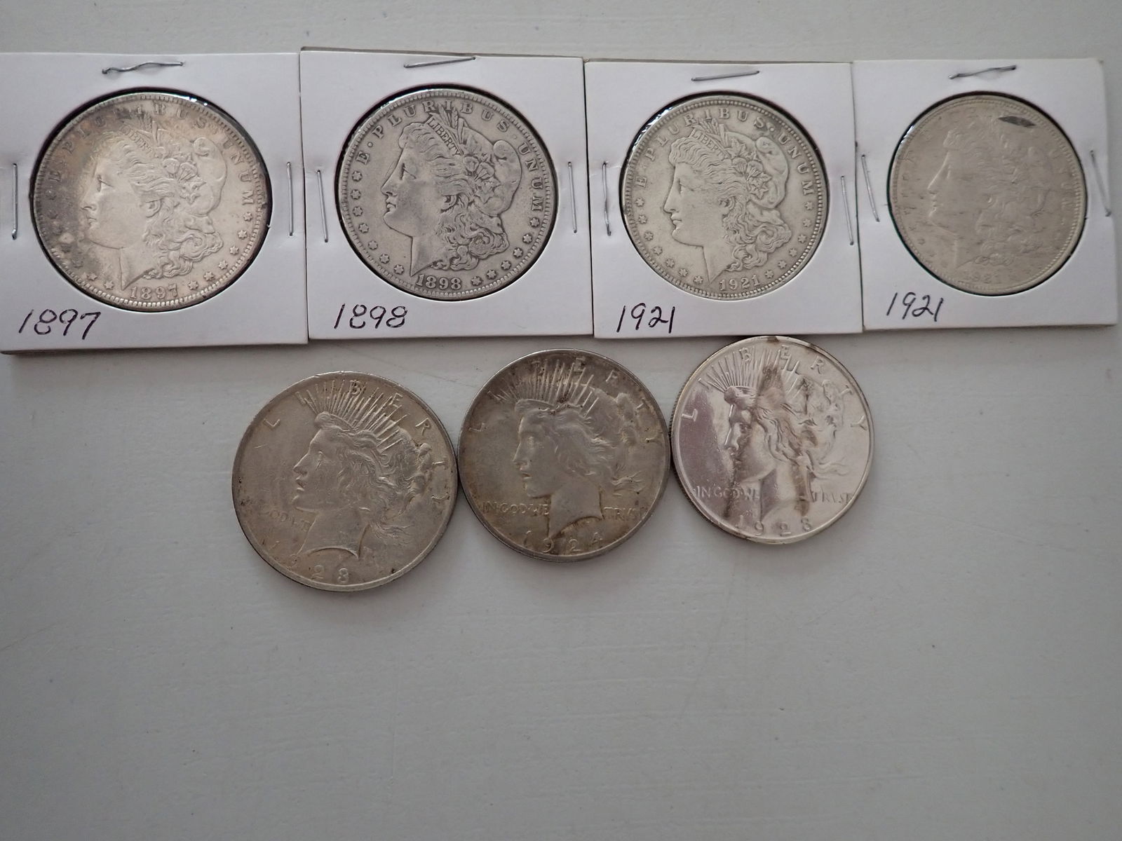 1923-S Peace Dollar, other Peace Dollars and Morgan Silver Dollars (1 of 16)