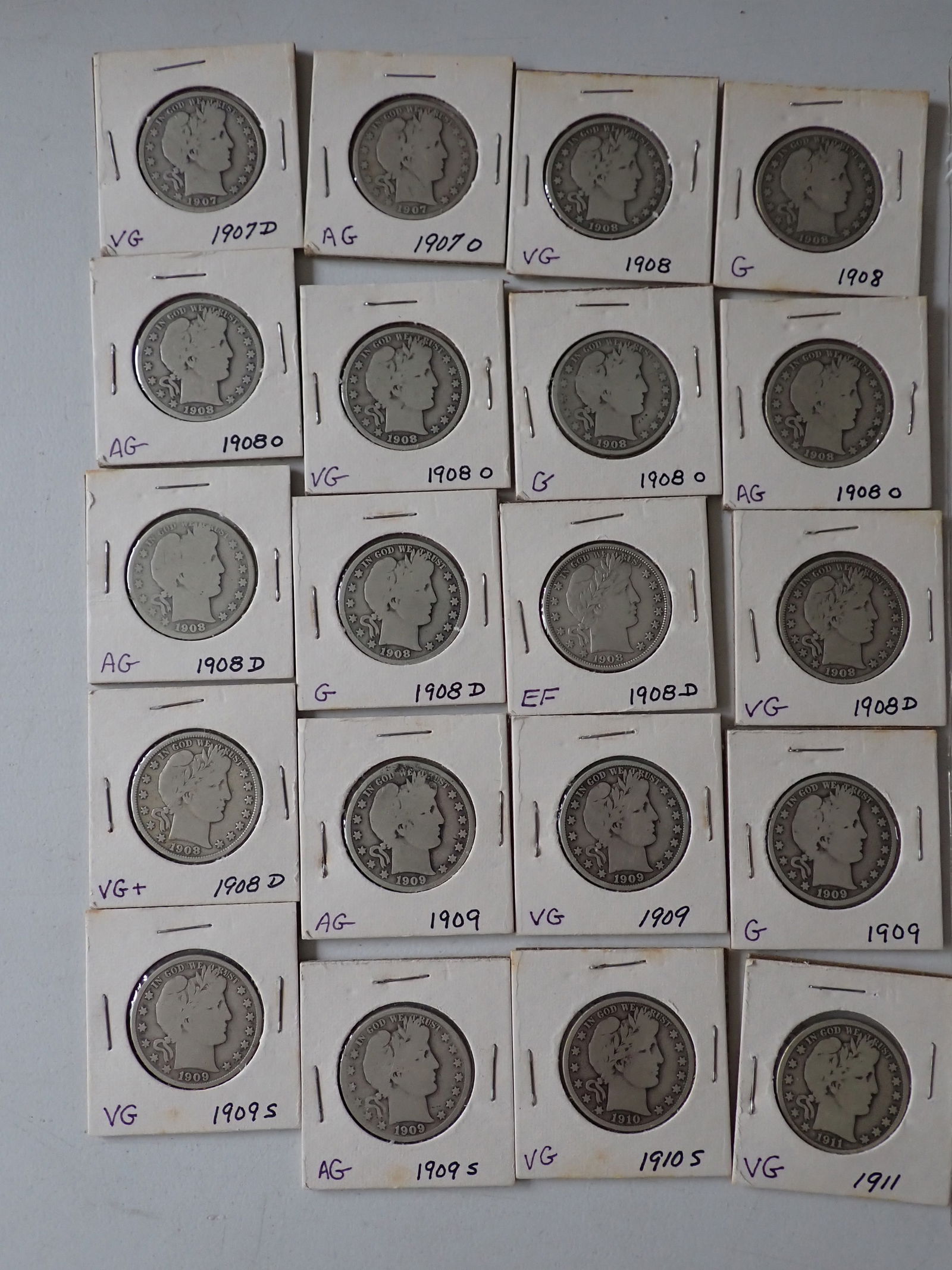 1907 to 1911 Barber Half Dollar Coins (20 total) (1 of 10)