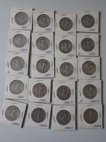 1920, 1920-D, and 1920-S Walking Liberty Halves (20 coins)