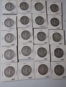 1934-D, 1934, and 1935 Walking Liberty Halves. (20 Coins)