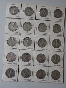 1935 and 1936 Walking Liberty Halves (20 coins)