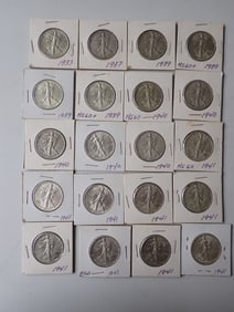 1930s and 1940s Walking Liberty Halves (20 coins)