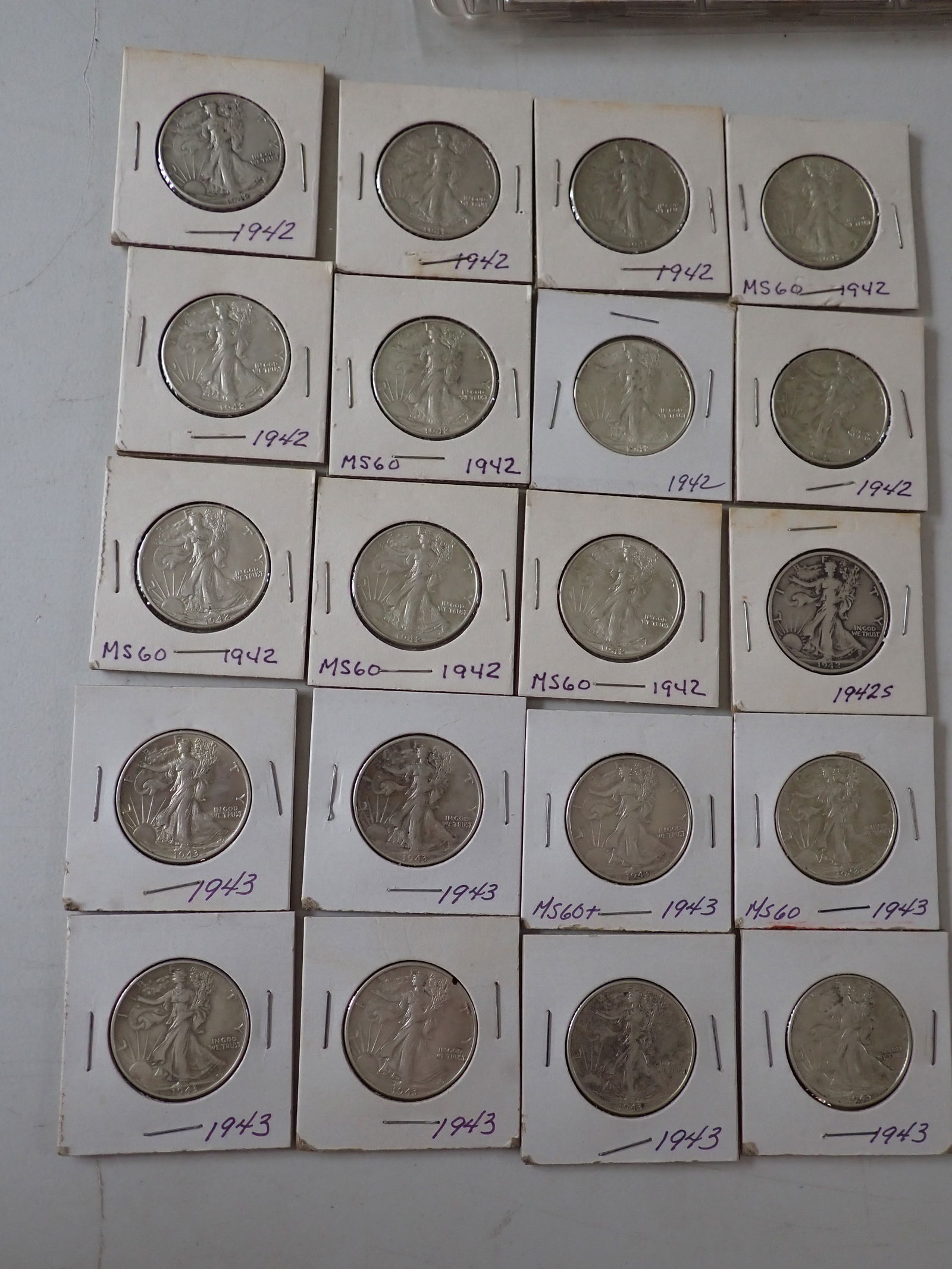 (20) 1942-S, 1942, and 1943 Walking Liberty Halves. (some better condition) (1 of 16)
