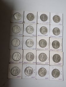 1943. 44, and 45 Walking Liberty Halves (some better condition) (20 coins)