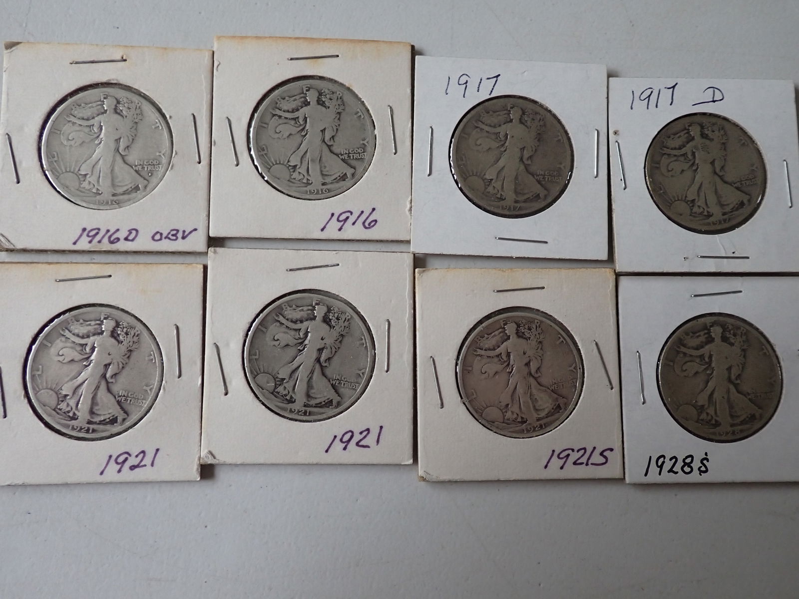 (2) 1921, 1916, 1921-S, and other Walking Liberty Half Dollars (8 coins) (1 of 19)