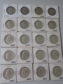 1940s, 1950s, & 1960s Franklin Half Dollars (20 coins)