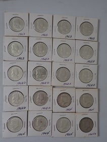 1963 & 1964 Franklin & Kennedy Half Dollars (20 coins)