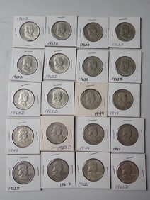 1940s, 1950s, & 1960s Franklin Half Dollars (20 coins)