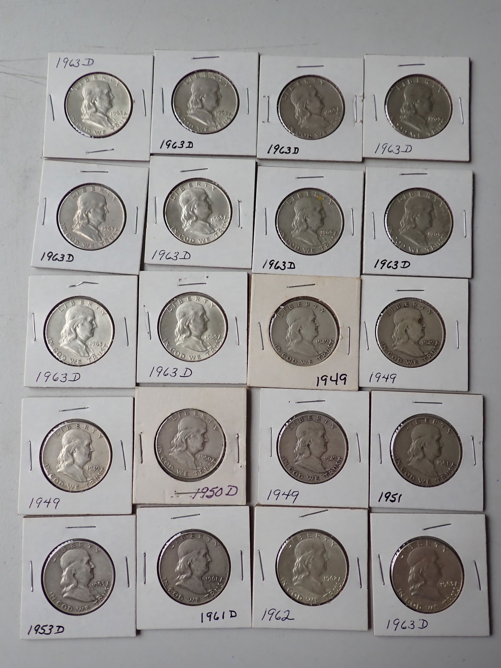 1940s, 1950s, & 1960s Franklin Half Dollars (20 coins) (1 of 11)