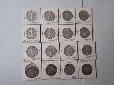 1808 Capped Bust, Columbian Expo & Walking Liberty Halves (16 coins)