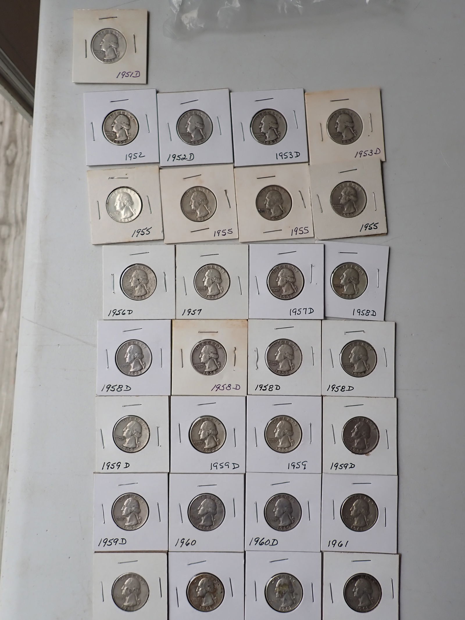 1950s and 1960s Silver Washington Quarters (40 coins) (1 of 13)
