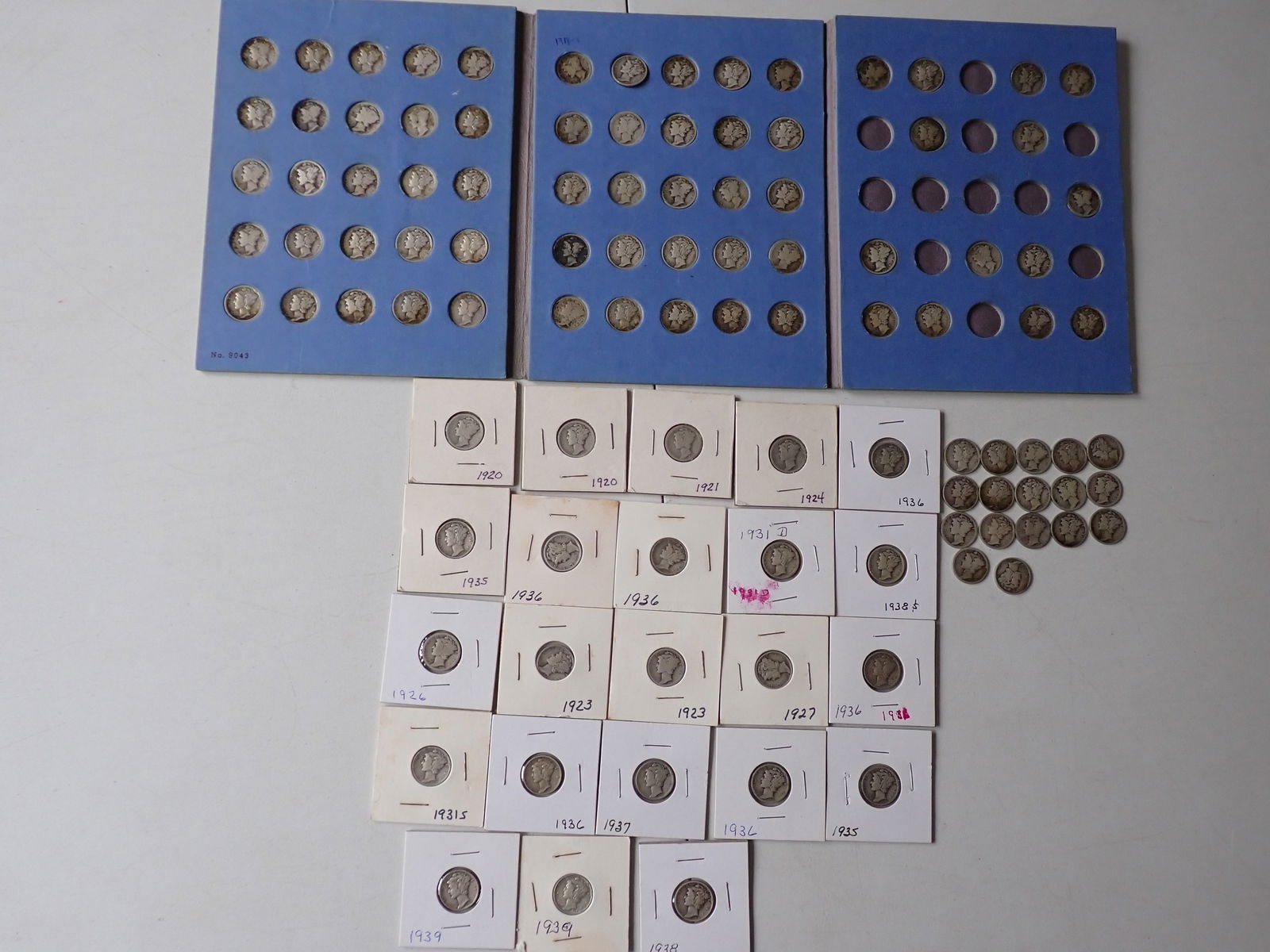 (101) 1910s. 1920s, & 1930s Mercury Dimes + 3 Culls (1 of 10)