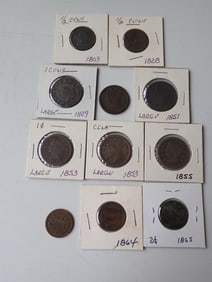 Large Cents: 1829, 1851, (2) 1853, 1855, and other. & 1/2 Cents & 2 Cents