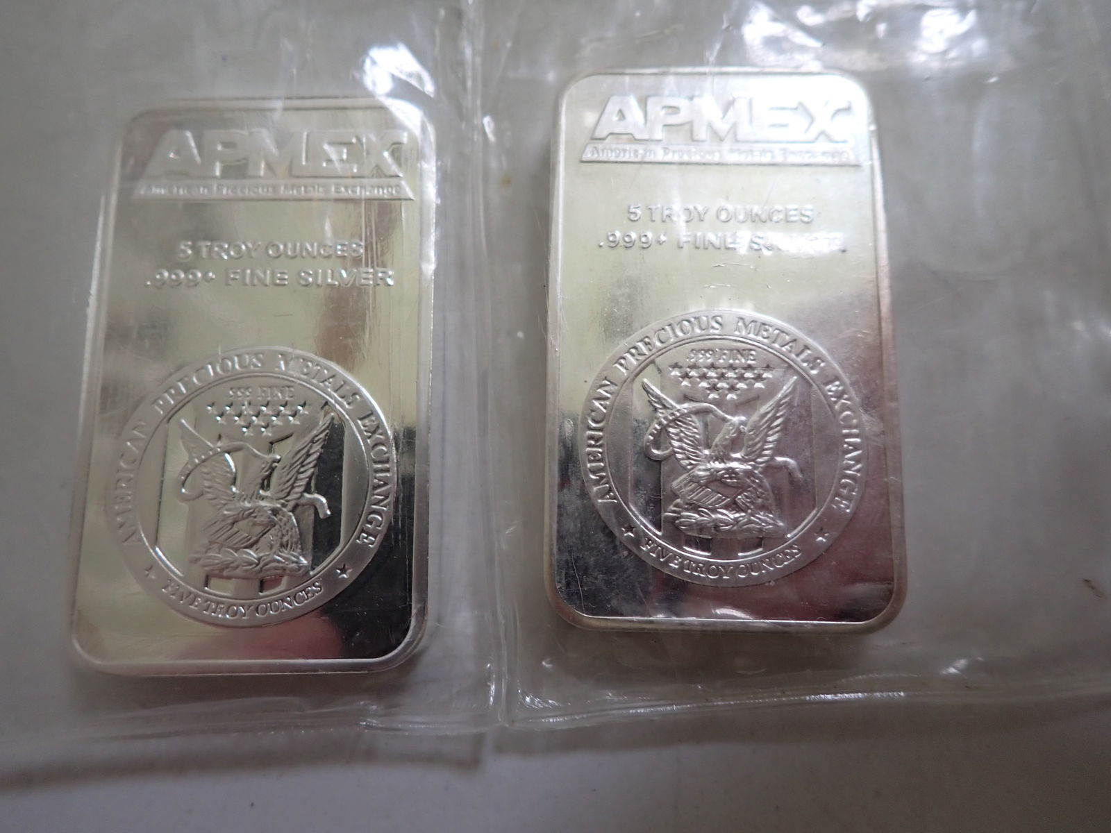 2 Ampex 5 Troy Ounce .999 Silver Bars (10 troy ounces total) (1 of 7)