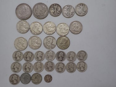 Morgan Dollars, Walking Liberty and Franklin Halves & other coins