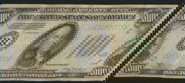 1934 $100 Green Seal Federal Reserve Note