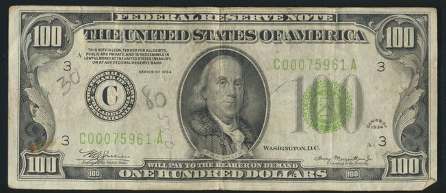 1934 $100 Green Seal Federal Reserve Note
