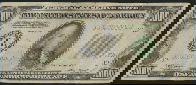 1934 $100 Green Seal Federal Reserve Note