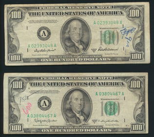 (2) 1950-A Federal Reserve $100 Notes