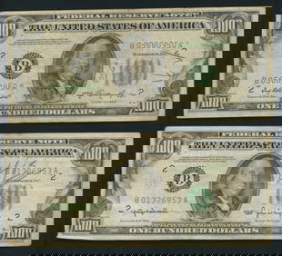 (2) 1950-B Federal Reserve $100 Notes