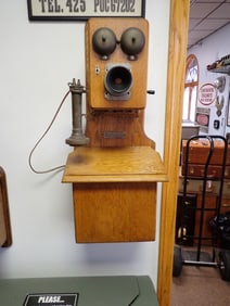 Standard Telephone & Electric Oak Wall Phone