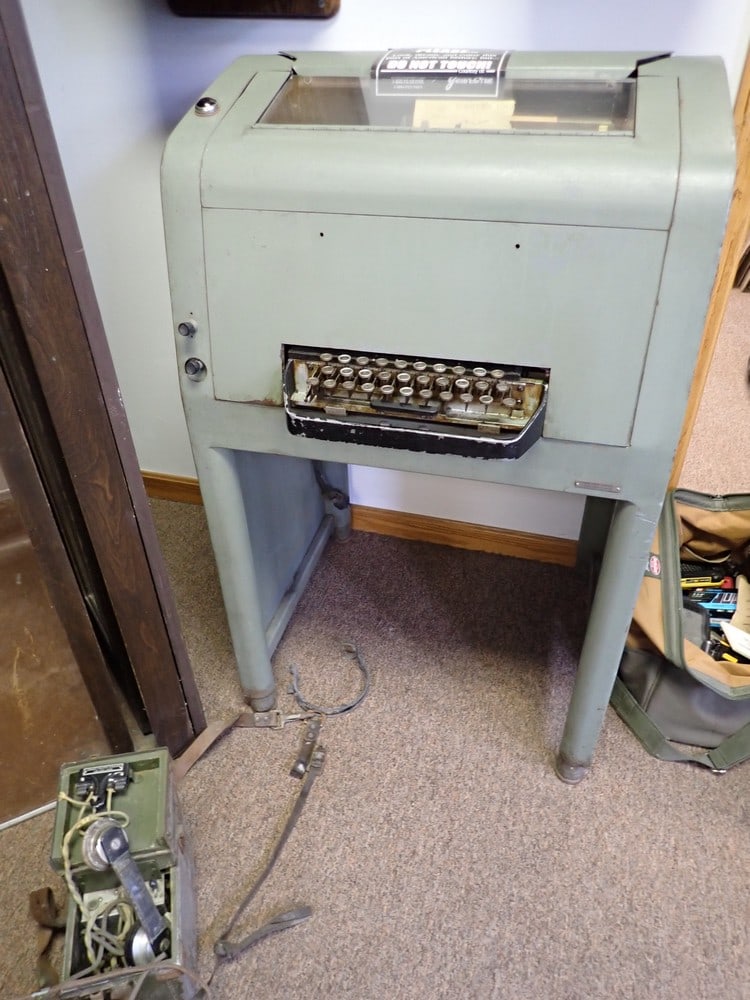 Western Union Teleprinter in metal case: 40" x 24" x 20 1/2"