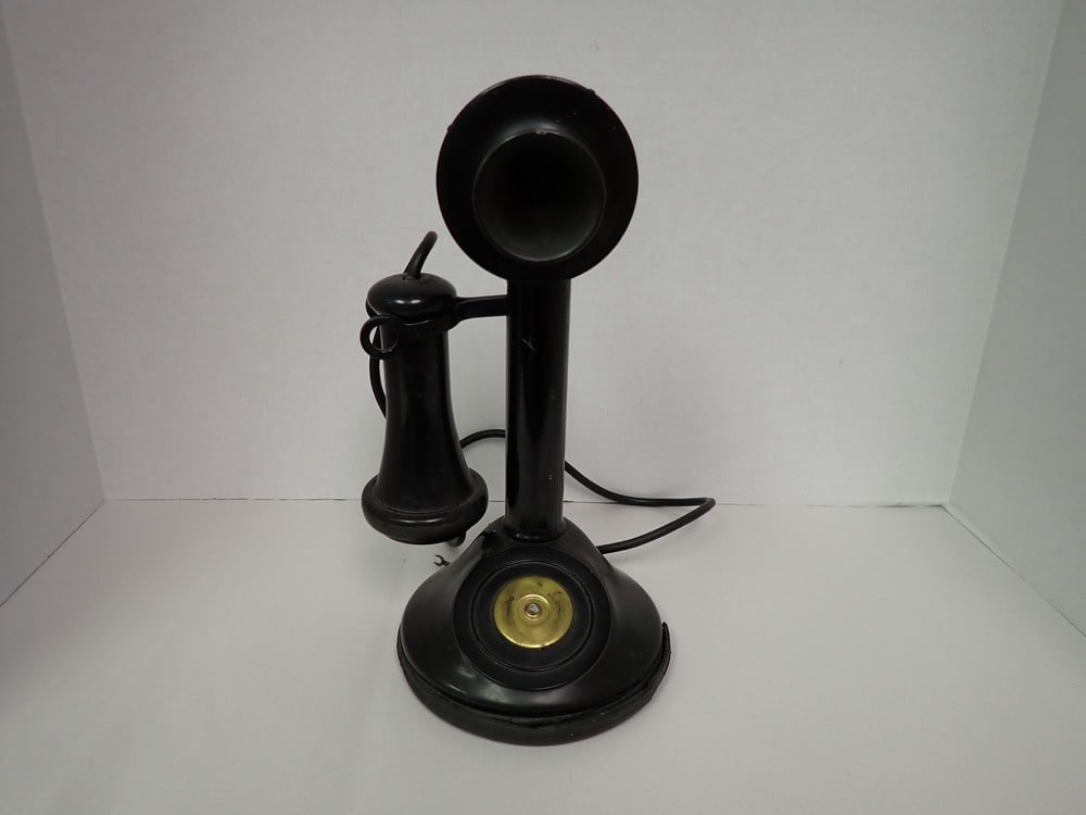 Candlestick Telephone Bakelite: Earpiece disconnected -11"