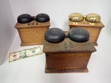 3 Oak Telephone Bells