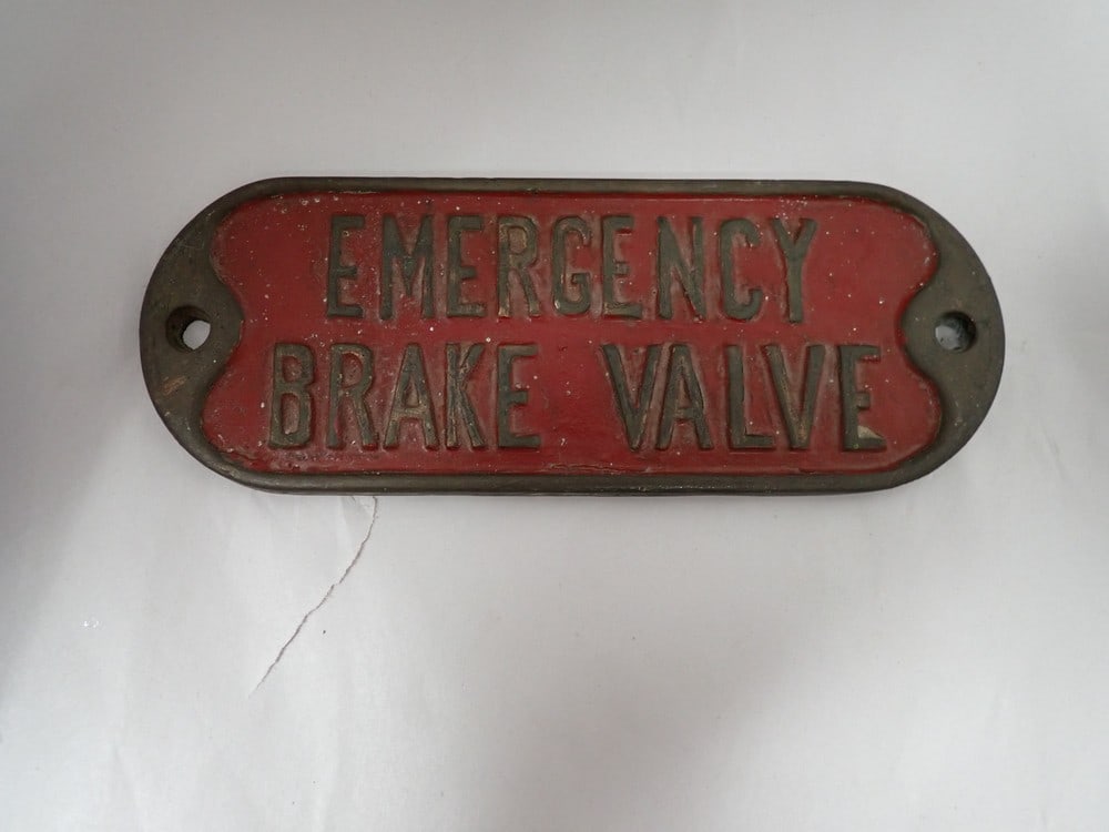 Emergency Brake Valve Brass Plate: 3" x 8 1/2"