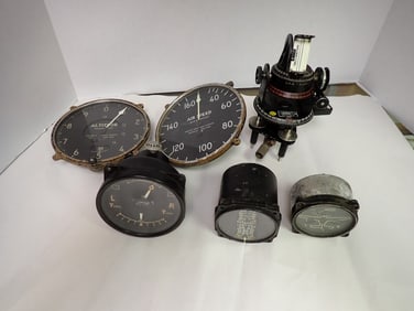 Vintage Aircraft Instrument Gauges Etc