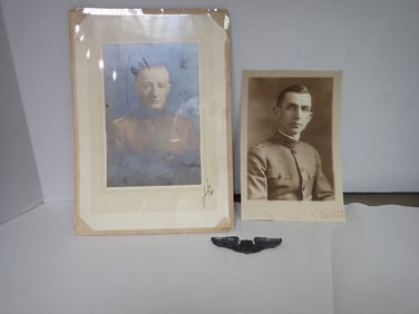 2 WWI Era Pilot Photos and wings