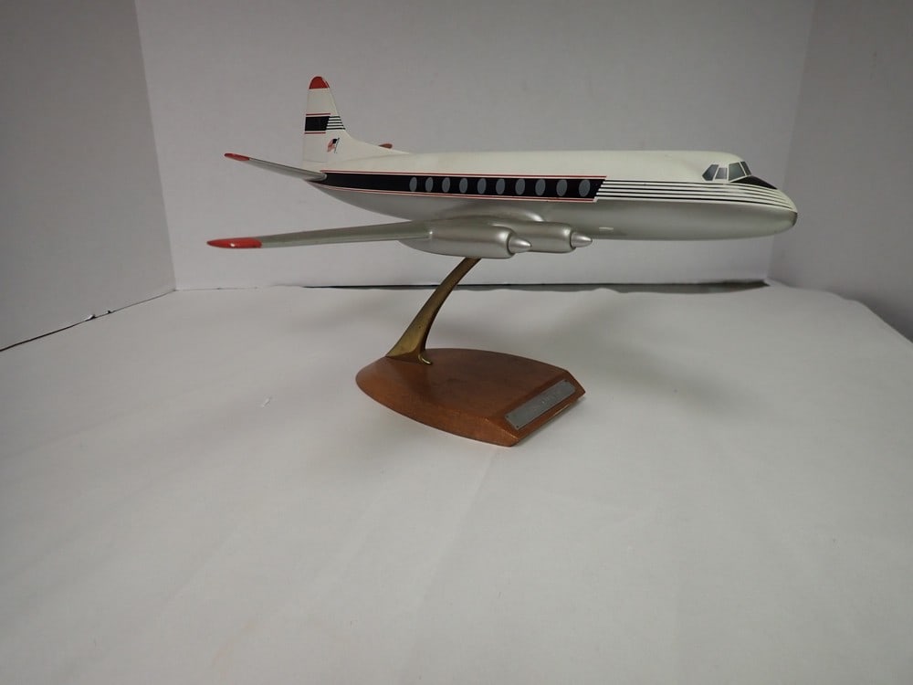 Walkers Westway Airline/Travel Agent Metal Model: Vintage Walkers Westway on wooden base with metal label says "Viscount" 14" x 16"