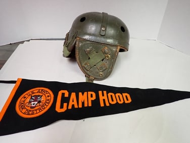 Army Tank Helmet and Camp Hood Pennant