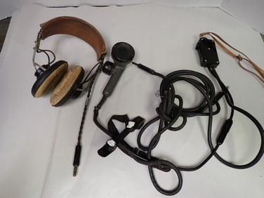 WWII Headset with Cockpit Mic, Crew Throat Mic