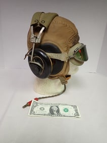 Flight Cap with Goggles and Headphones