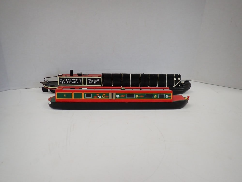 2 English Canal Boats: Vulcan 183" 17 1/2" and Red Canal Boat 13 1/2