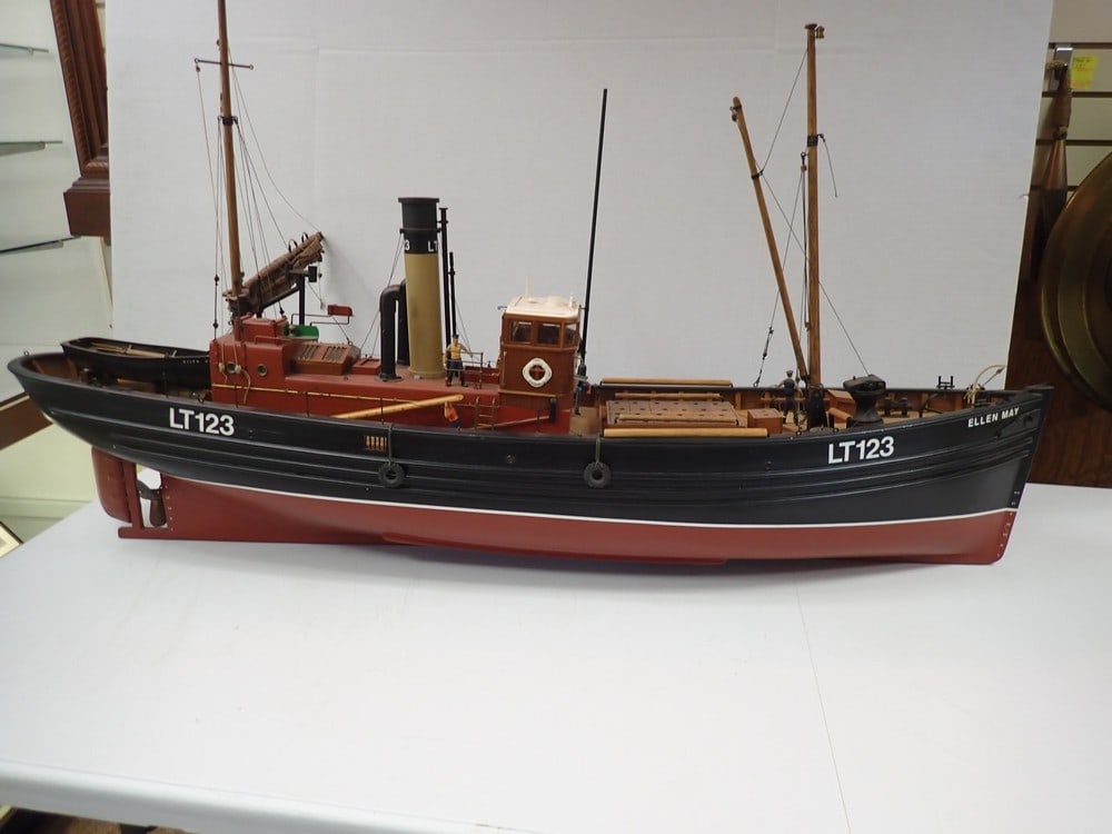 "Ellen May" Fish Troller: Also marked "LT 123" Late 20th Century 46" L, 10" W, 25 1/2" with mast