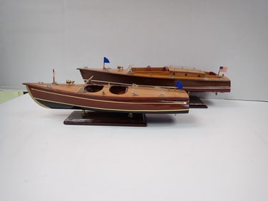 Pair of Wooden Speed Boats