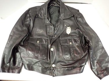 Leather Police Jacket with Badge