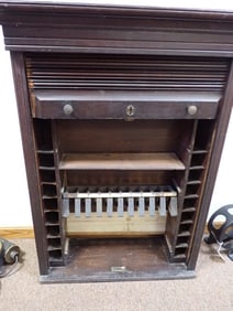 Antique Wooden Railroad Ticket Cabinet
