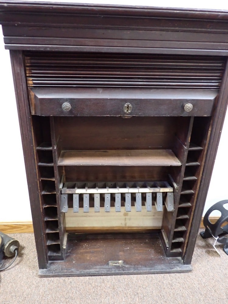 Antique Wooden Railroad Ticket Cabinet (1 of 7)