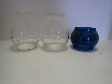 3 Marked Railroad Lantern Globes