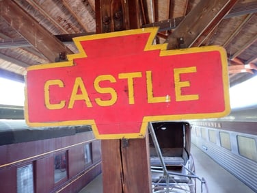 Wooden "Castle" Railroad Station Sign