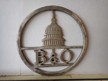 B & O Cast Metal Railroad Sign
