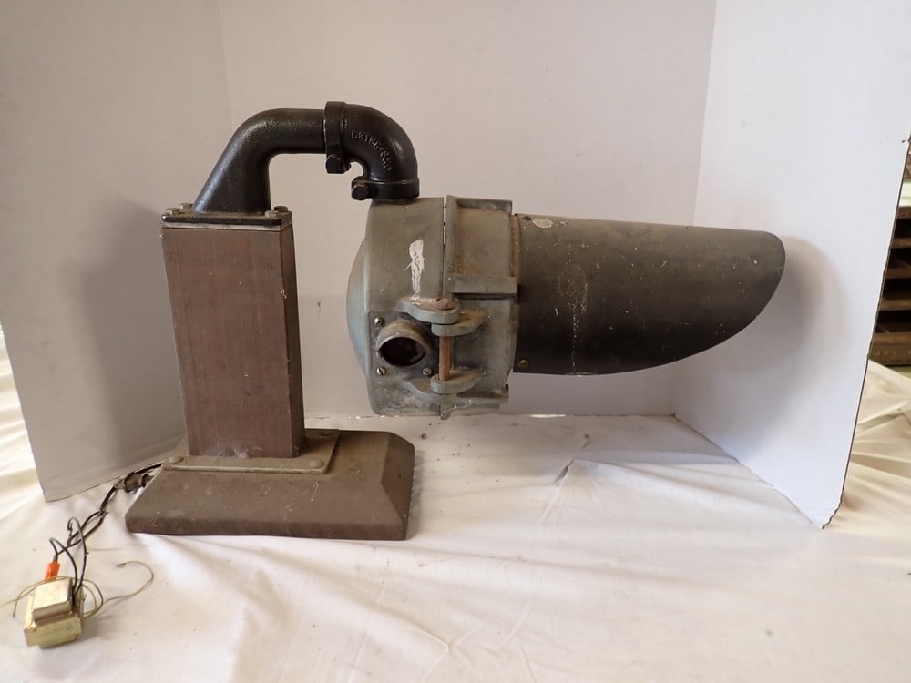 Red R.R. Signal Lamp: Track side lamp 18". Has been mounted for display 18 x 26"