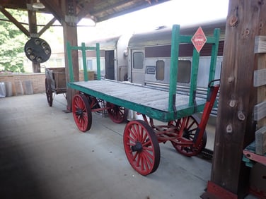Wooden Wheel Antique Freight & Baggage Cart