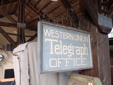 "Western Union Telegraph Office" wooden sign